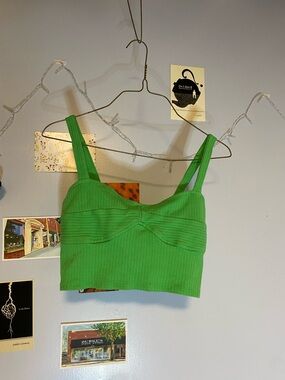 Ardene Bright Green Ribbed Crop Cami